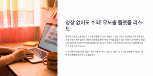 유튜브 안 해도 가능한 수익형 플랫폼 리스트
