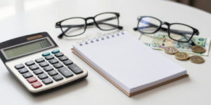 국민연금 소득대체율 43% 개편을 상징하는 계산기와 노후 재정 계획 노트가 놓인 책상 모습